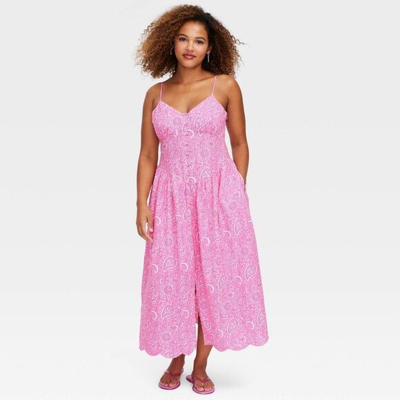 Roller Rabbit Dresses & Skirts - Roller Rabbit - Women's Paisley Floral Drop Waist Midi A-Line Dres Pink